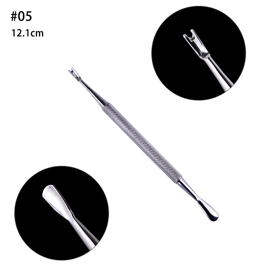 Cuticle Pusher Stainless Steel Nail Stick Cuticle Remover Gel Polish Manicure Nail Cleaning Pedicure Tools FB01-09: 05