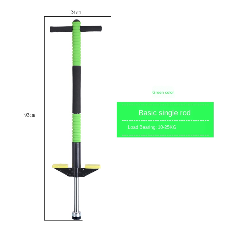 Galvanized Steel Pipe Jump Pogo Children Teenagers Jumping Pole Stick with Spiral Spring Metal Jumping Stilts: Single pole green
