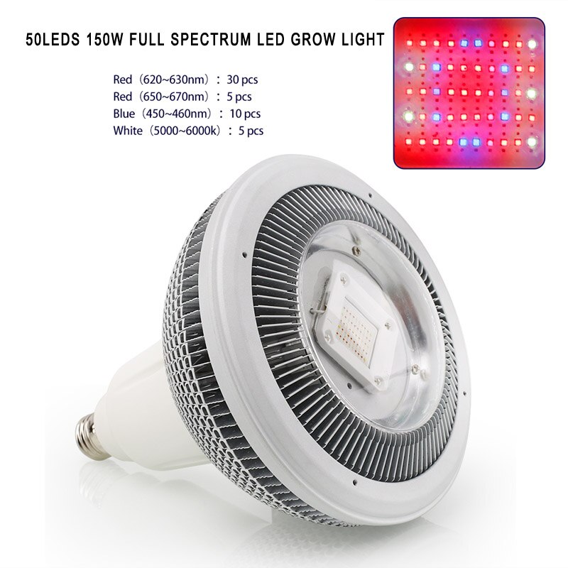 Full Spectrum 50W/100W/120W/150W AC85~265V UV+IR E27 LED Grow Light For Flowering Plant and Hydroponics System LED Aquarium Lamp