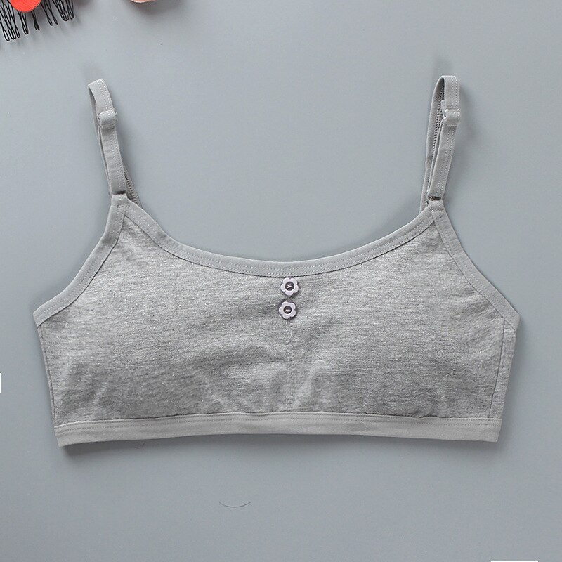 Girl&#39;s Cotton Training Bra Students Detachable Chest Pad Sports Bras Girls Underwear Camisole Girl Tube Top Daily Fitness: Gray