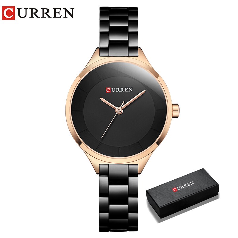 Curren Top Brand Dames Horloges Roestvrij Stalen Band Quartz Vrouwelijke Horloge Dames Klok Relogio Feminino: black box