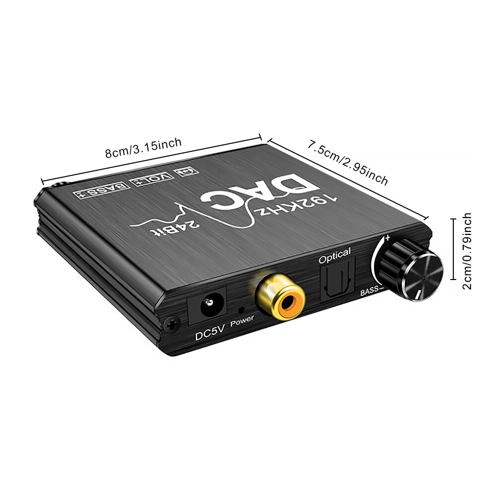 192kHz 24bit DAC Converter Digital Optical Coaxial Toslink to Analog RCA 3.5mm Jack Audio Converter Adapter Audio Amplifier