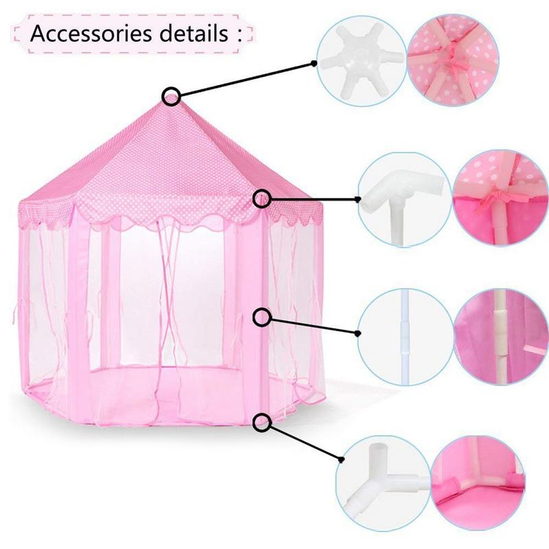 Meisjes Spelen Tent Hexagon Prinses Kasteel Huis Paleis Tenten Kinderen Speelhuisje Met Ster Licht Voor Indoor En Outdoor Roze