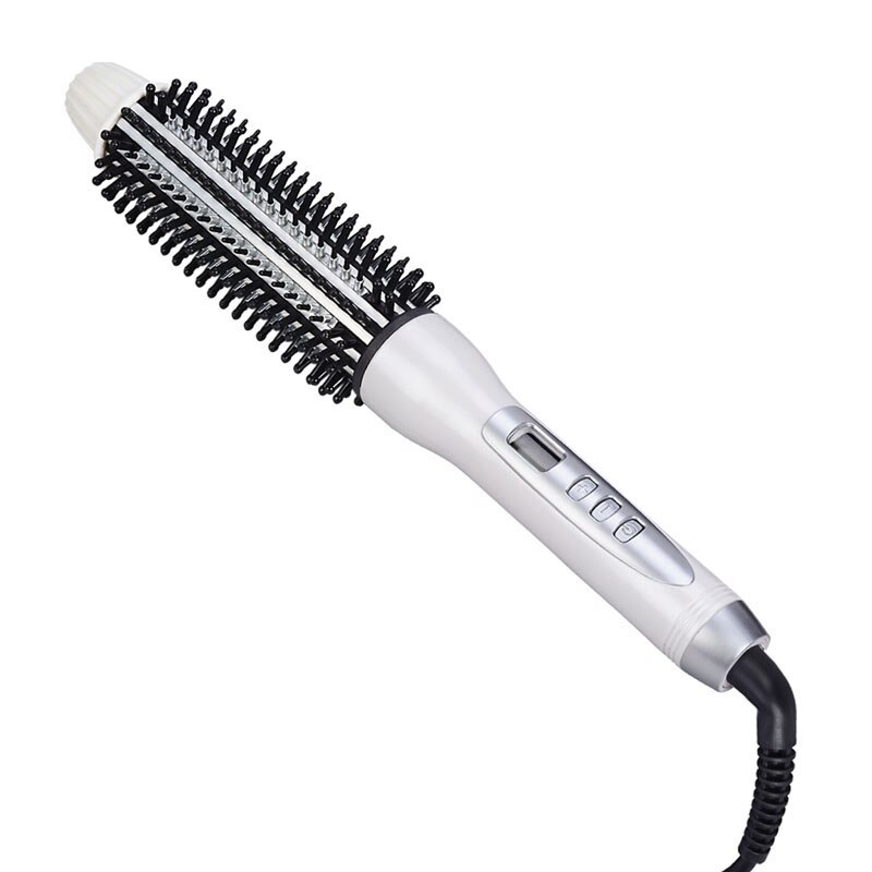 Rizador de pelo de cerámica , peine de calor , cepillo eléctrico de pelo Lcd, rizador de pelo redondo y grande
