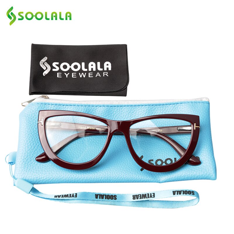 SOOLALA Oversized Cat Eye Eyeglasses Frame Womens Spring Hinge Clear Lens Female Myopia Optical Computer Transparent Glasses