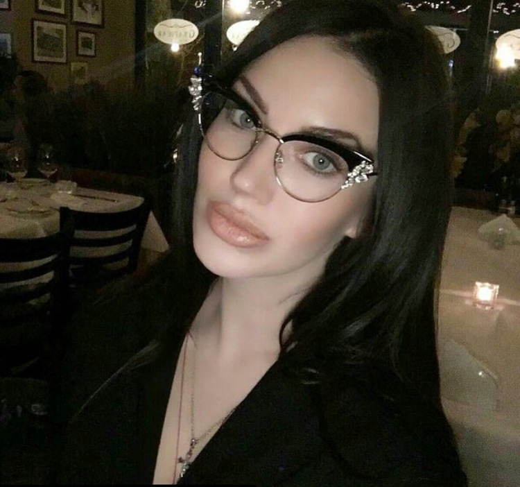 45120 Monturas de gafas ópticas de lujo con forma de ojo de gato para mujer, gafas con diamantes de imitación brillantes