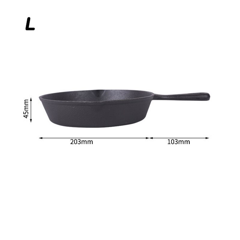 16cm 20cm støbejernsgryde mini non-stick flad æg steak stegepande til hjemmecamping picnic køkkenredskaber: L