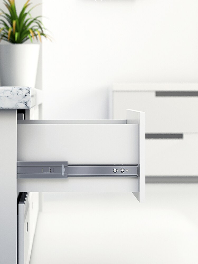 Stainless Steel Drawer Slide Soft Close Drawer Slide 10-20 Inch Three Section Cabinet Slide Bearing Rail Furniture Hardware