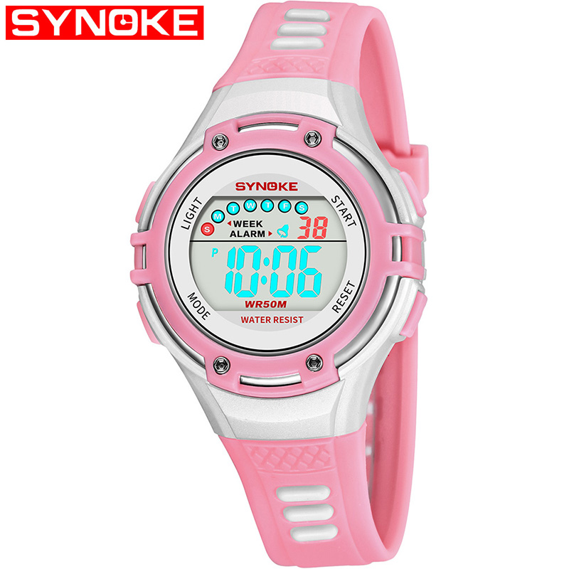 Synoke Outdoor Kinderen Sport Horloge Pu Band Shock Slip Waterdichte Digitale Horloge Elektronische Horloges Voor Kinderen Xfcs