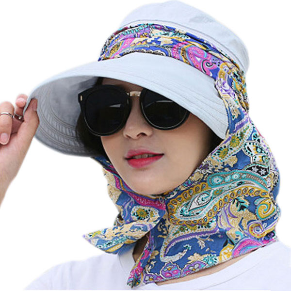 Kvinder sommer hatte solskærme kappe sammenklappelig anti-uv udendørs strand sport hat mvi-ing: Grå
