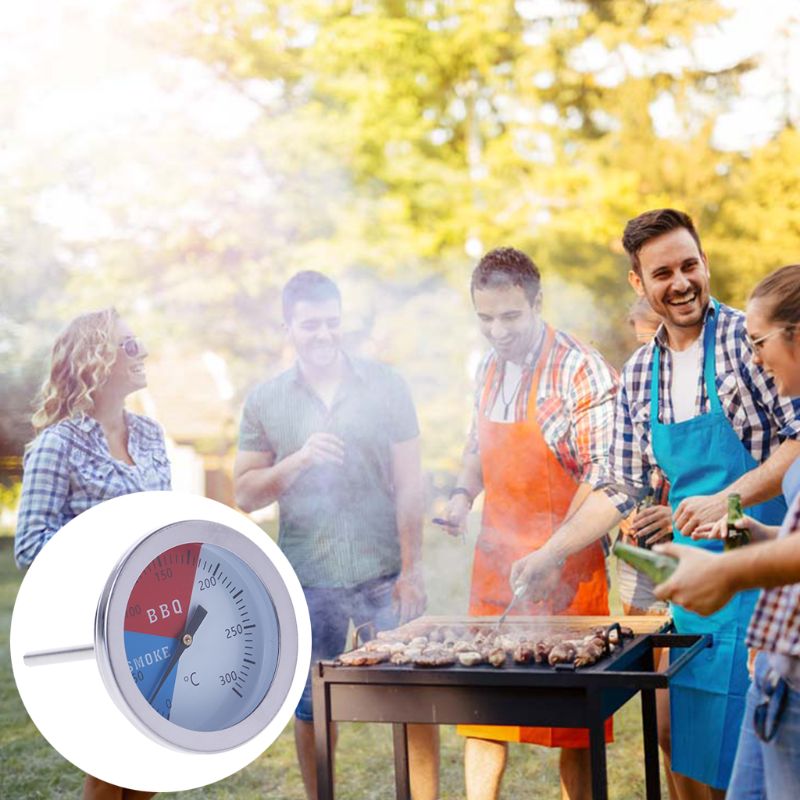 300 Degrees Thermometer BBQ Smoke Grill Oven Temperature Gauge Outdoor Camp Tool T8WB