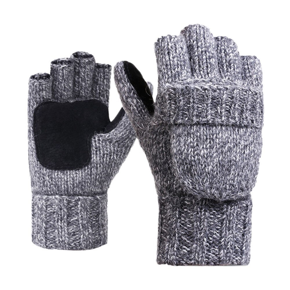 unisex Männer Frauen Winter Handschuhe Fahrrad Ich bin Freien Wolle Halb-Klingelton Über kippen Abdeckung Warme Handschuhe guantes invierno luvas de inverno: grau