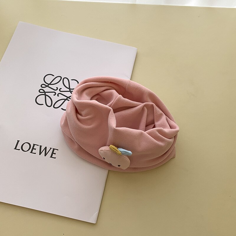 Animais dos desenhos animados crianças cachecol bebê outono e inverno algodão bib quente confortável meninos e meninas adorável elástico malha silenciadores: pink