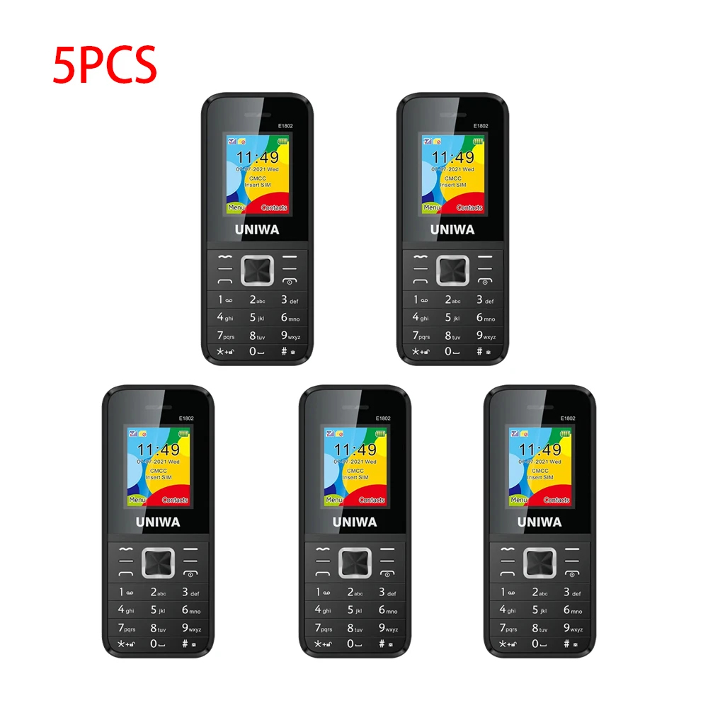 1/3/5Pcs UNIWA E1802 GSM Cellphone Senior Elder Telephone With Big Push Button 1.77" Dual SIM Feature Phone 1800mAh Flashlight