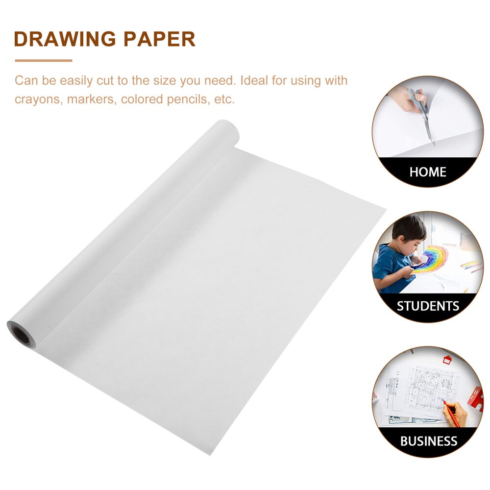 NUOBESTY Children Drawing Paper Roll Plain Sketching Graffti Paper 9m Kids Painting Paper Roll for School Home