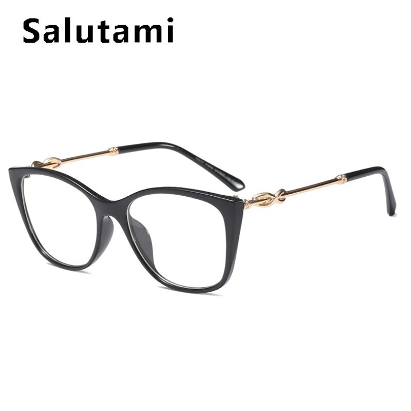Monture de lunettes Double couleur bleue pour femmes, de luxe en alliage, pour ordinateur, transparentes, teintes, pour hommes,: black clear