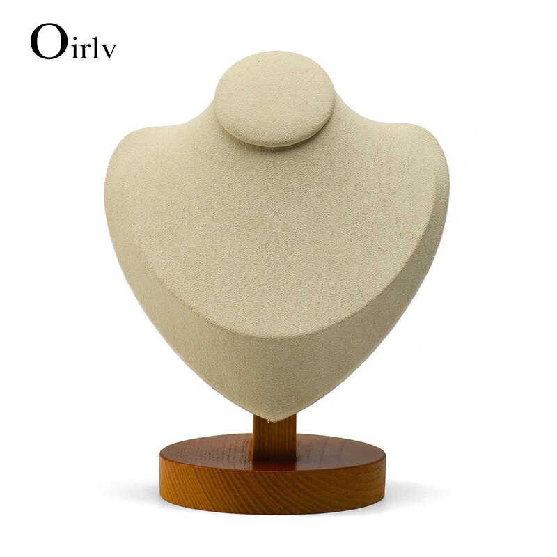 Oirlv Houten Ketting Display Stand met Microfiber insert Mannequin Model Hanger Houder Sieraden Expositor Winkel Teller