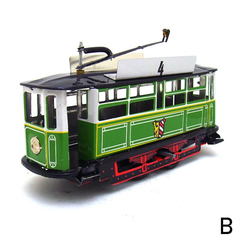 Retro Wind Up Tram Kabel Bus Clockwork Tram Speelgoed Tram Met Polen Retro Speelgoed Voor Volwassenen En Kinderen Blikken Speelgoed o8m5: B