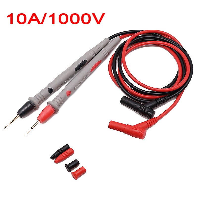 1 par universal digital 1000v 10a 20a tynd spids multimeter multi meter test bly sonde wire pen kabel multimeter tester: 1000v 10a