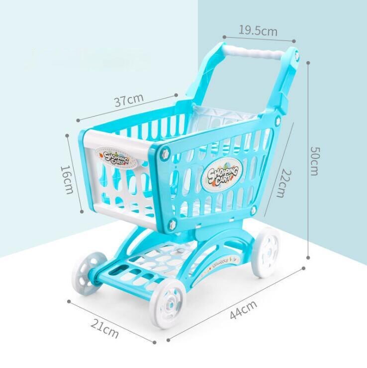 Caddie de supermarché, chariot de supermarché, voiture, Simulation de fruits coupés, légumes, Mini nourriture, maison de jeu pour enfants: blue car