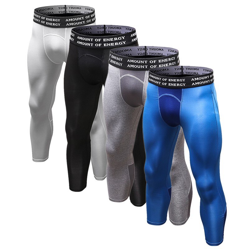 Mænd fitness løbebukser hurtigtørrende elastiske taljebukser udendørs sport løbe motion leggings