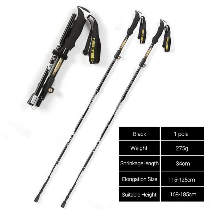 Trekking Poles Folding Hiking Stick Collapsible Hiking Poles Trekking Stick Walking Poles Nordic Walking Sticks hiking stick: Black - 2 pole