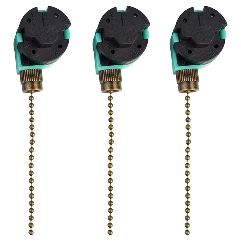 3 Pack Ceiling Fan Switch 3 Speed 4 Wire Zing Ear ZE-268S6 Fan Pull Chain Switch Replacement Speed Control Switch