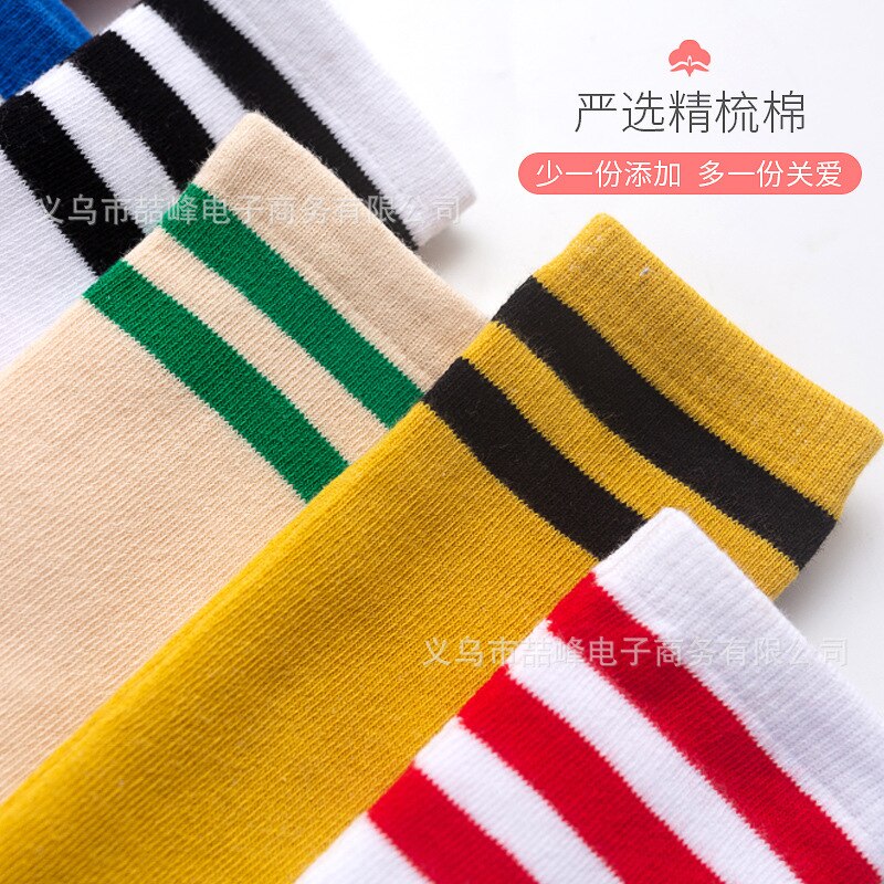 1-6y enfants genou chaussettes hautes pour bébé filles garçons football rayé chaussettes peigne coton