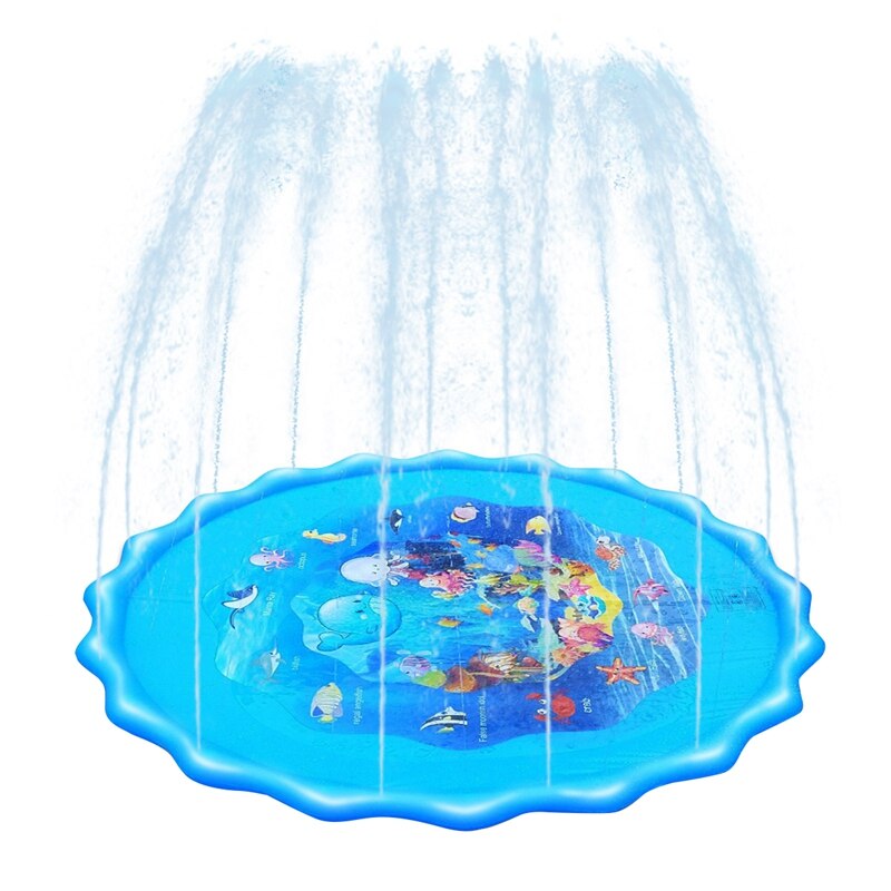 63 inch Inflatable Splash Pad, Sprinkler Play Mat, Outdoor Backyard Sprinklers, Sprinkler for Kids with Wading Pool