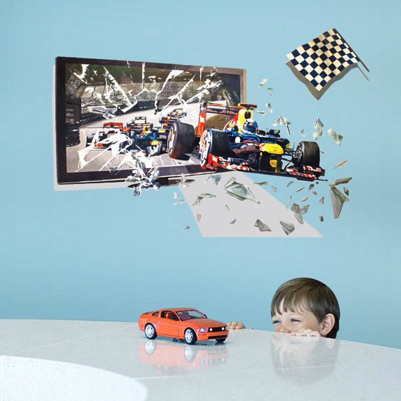 Cool Motor Rider Behang 3D Offroad Auto Muurstickers Slaapkamer Student Geef Nooit Motivatie Woord Art Decals Studie Sticker: PC9219-2