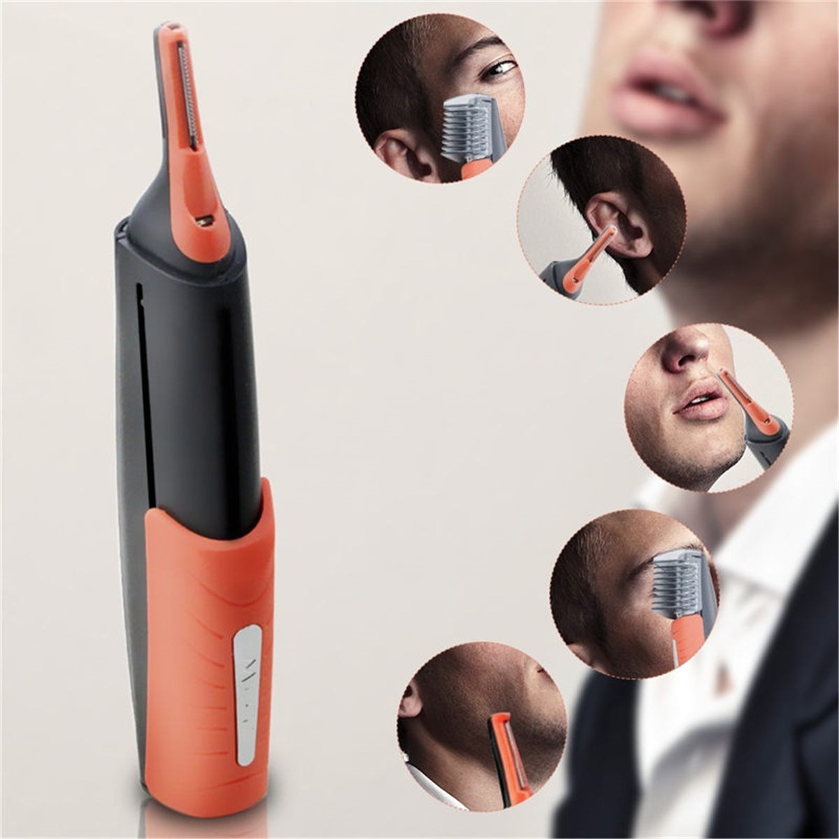 Dual End Trimmer Clipper Micro Personal Beard Hair Touch Trimmer Shaver Grooming Remover Anti-skid Control Handle with LED Light