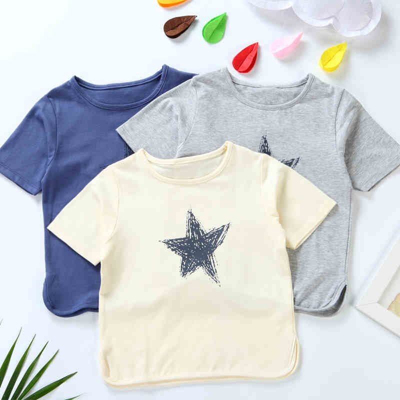 Jongens t-shirt kinderen ronde hals t-shirt kinderen kleding baby zomer jongens meisjes korte mouwen star kinderen katoen jongen tops