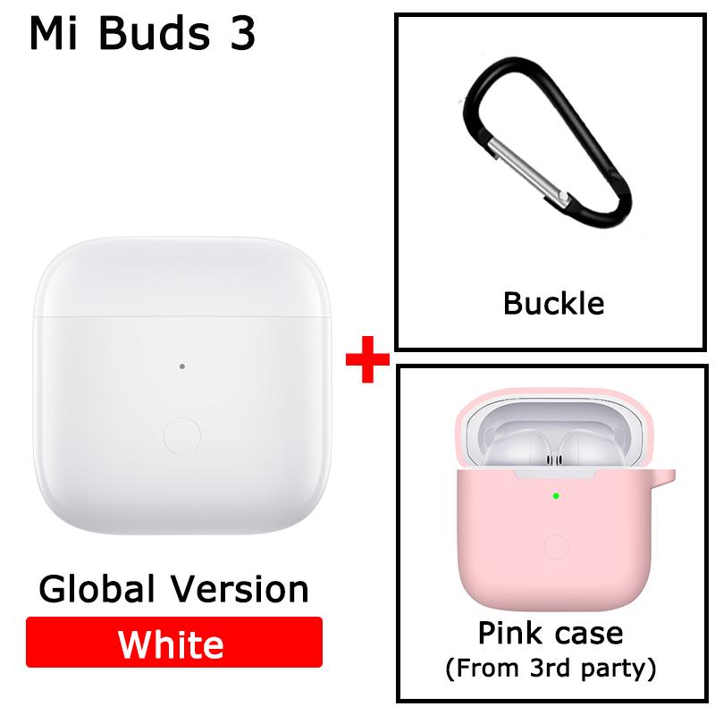 Xiaomi Redmi Buds 3 TWS bezprzewodowe słuchawki Bluetooth podwójny mikrofon QCC 3040 Chip IP54 wodoodporne słuchawki redukcja szumów słuchawki douszne: white GL n pink case