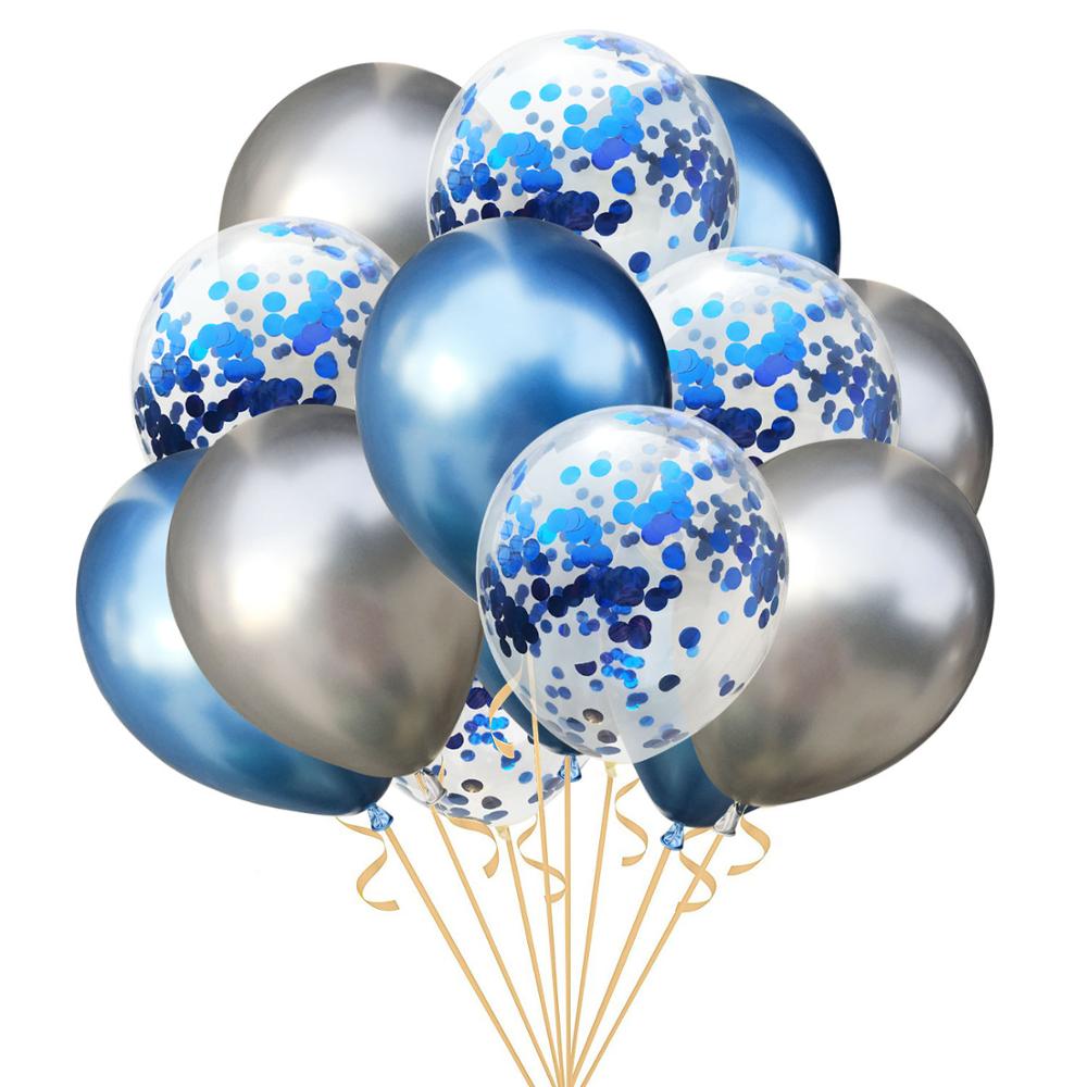 15 stk runde metalliske ballonerguld konfetti ballon fødselsdagsfest dekoration børn voksne luftkugler globos bryllupsindretning: Sæt 5