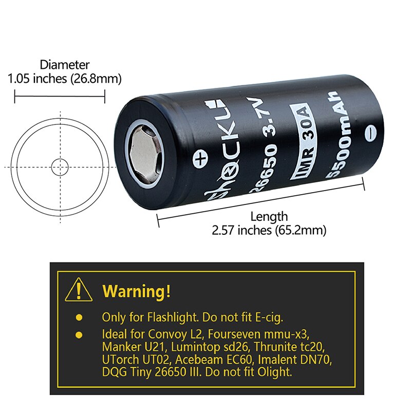 Shockli 26650 battery 26650 5500mAh 3.7V li-ion rechargeable battery 20A 30A for high power flashlights U21 l2 TC20 DQG Tiny