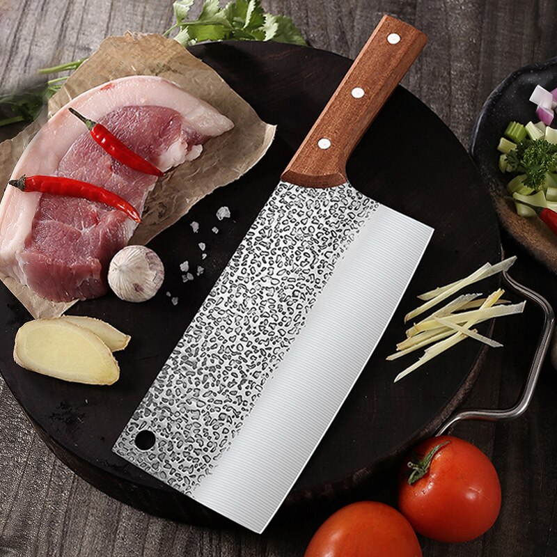 Handgemaakte Forged Rvs Keukenmessen Chinese Koksmes Vlees Hakmes Groente Bone Chopper Mes Koken Tool