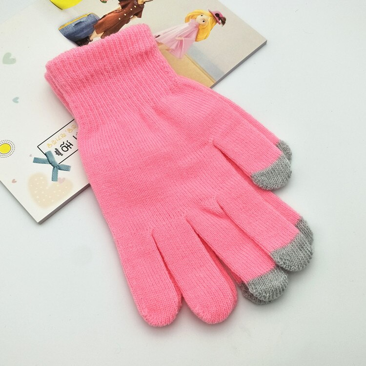 Luvas femininas com touch screen, luvas grossas de alta qualidade, elásticas e estilosas, luvas de dedo elegantes e chique: Pink