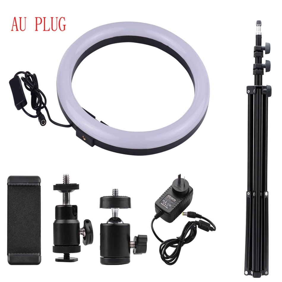 2700-5500K Dimmable Ring Light 30 cm/12 pulgadas fotografía exterior LED Selfie Ring luz con soporte de teléfono para Video Live Studio: Rojo
