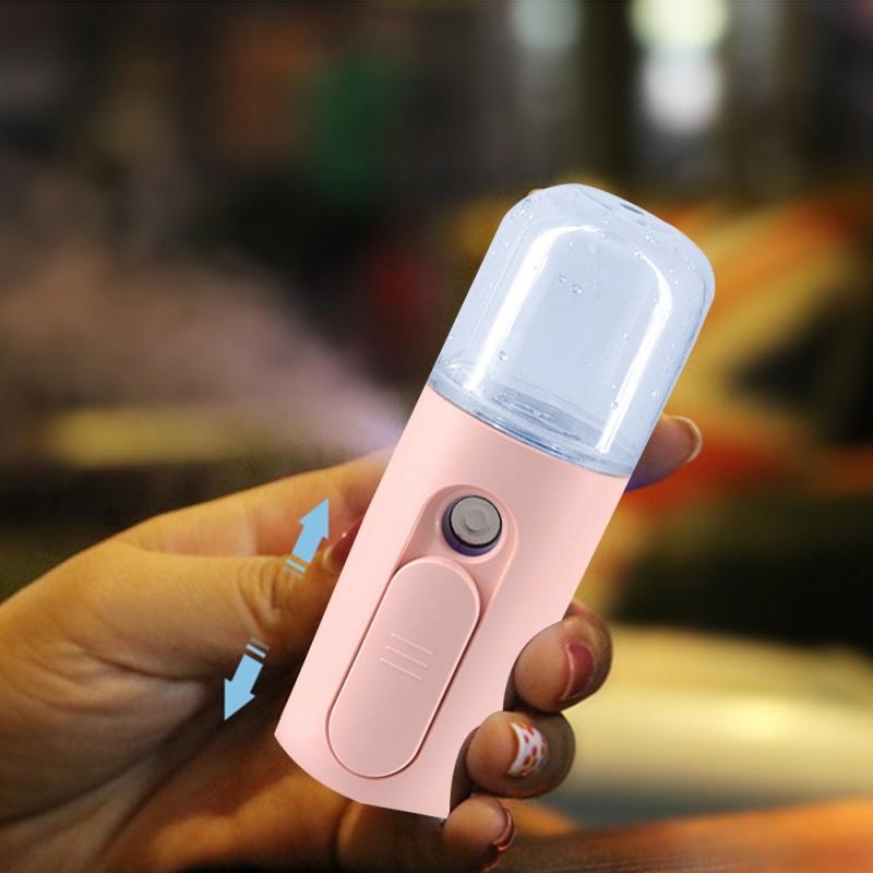Nano Mist Sprayer Portable Facial Sprayer Face Humidifier For Home Moisturizing Facial Steamer USB Facial Spray Moisturizer: pink
