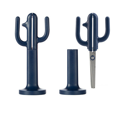 Cute Scissors Cactus Shape Decorative Kawaii Scissors Office Desktop Standing Paper Scissors Stationery: Blue