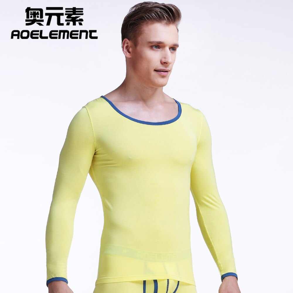 Ropa interior térmica de invierno para hombre, camisas térmicas sin costuras para hombre, camisa térmica de manga larga para niño, ropa interior de algodón para marido: Yellow / L