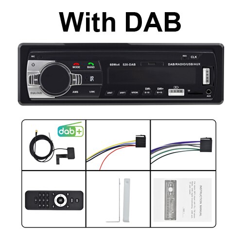 Hikity-Autoradio stéréo, Bluetooth, récepteur, MP3, USB JSD-520, SD, entrée auxiliaire, 1 din, lecteur multimédia, pour voiture: ISO With DAB
