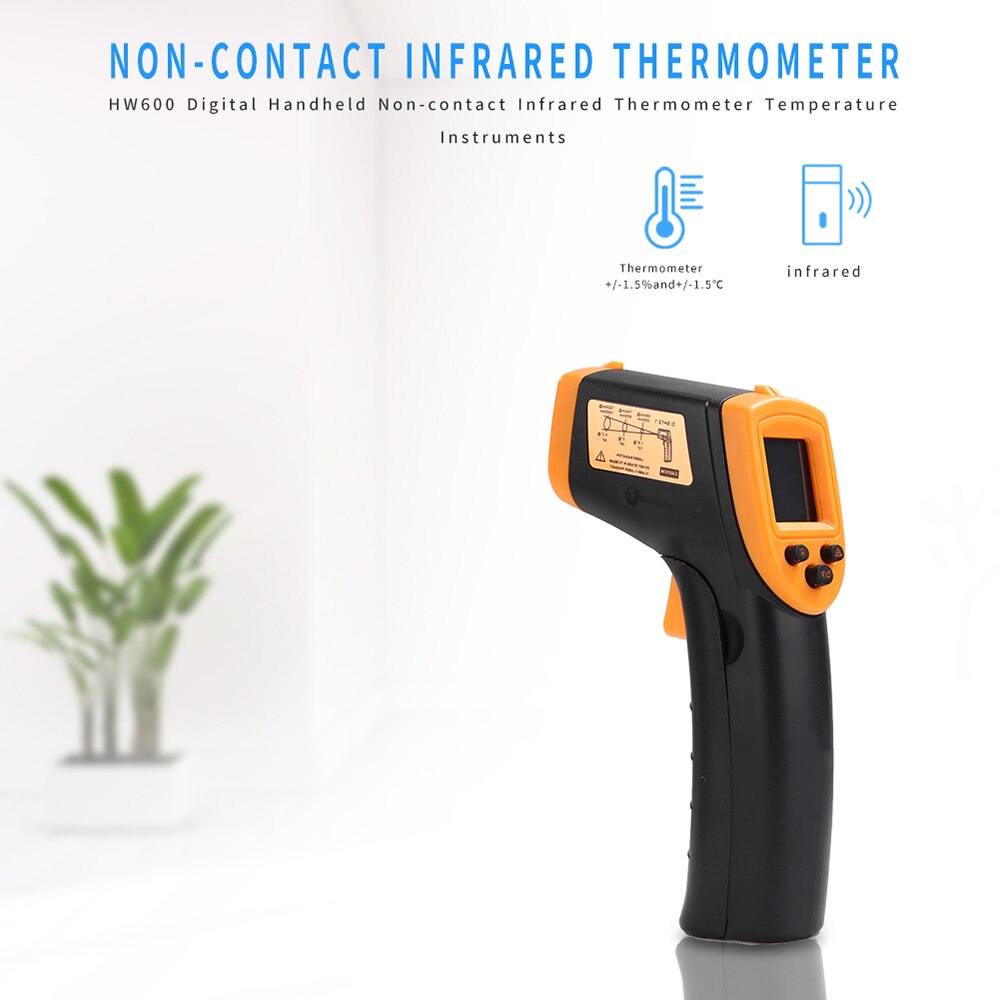 Infrarood Thermometer HW600 Handheld Non-contact Display IR-LCD Temperatuur Meter Pyrometer Hygrometer Ir Industriële Thermometer