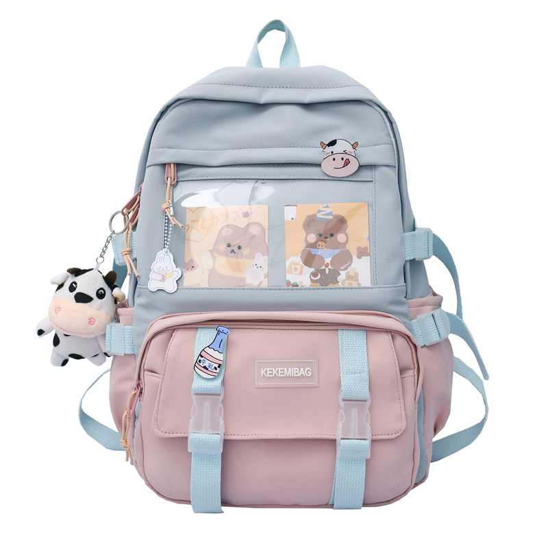 mode vrouwen rugzak kawaii canvas vrijetijdstas rugzak boekentas voor tiener meisje schooltas laptop mochila: 16 inches / Blauw