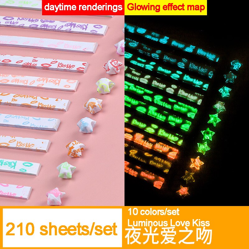 210 Sheets Luminous Origami Stars Paper Strips Lucky Color Star Decoration Folding Paper DIY Hand Crafting Crafts Arts Supplies: kiss-210sheets