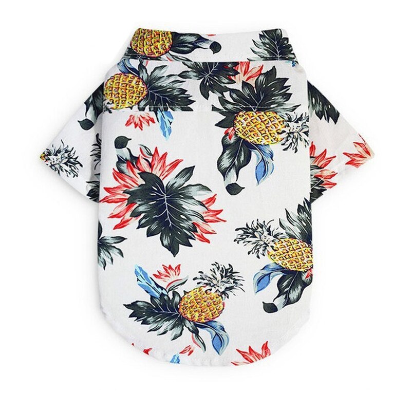 Kæledyr sommer printet skjorte, hund tynde korte ærmer kostume ananas mønster ananas blomster kortærmet hund kat bluse