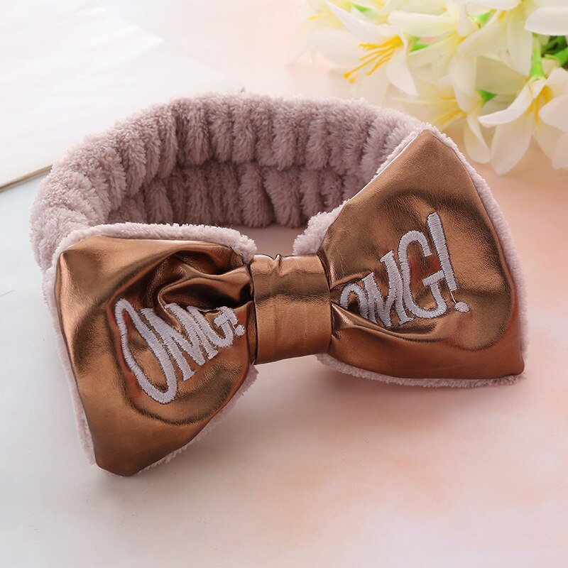 Letter OMG Coral Fleece Soft Bow Headbands for women Girls Cute Hair Holder Hairbands Hair Bands Headwear Hair Accessories: 6