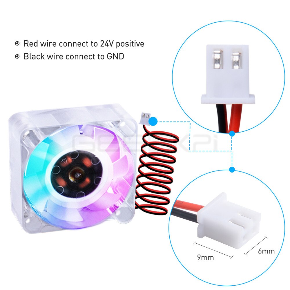 GeeekPi 4 Lots/PCS 4010 DC 24V RGB ventilateur de refroidissement 40MM 4CM 40*40*10mm ventilateur de refroidissement avec 1M câble pour imprimante 3D
