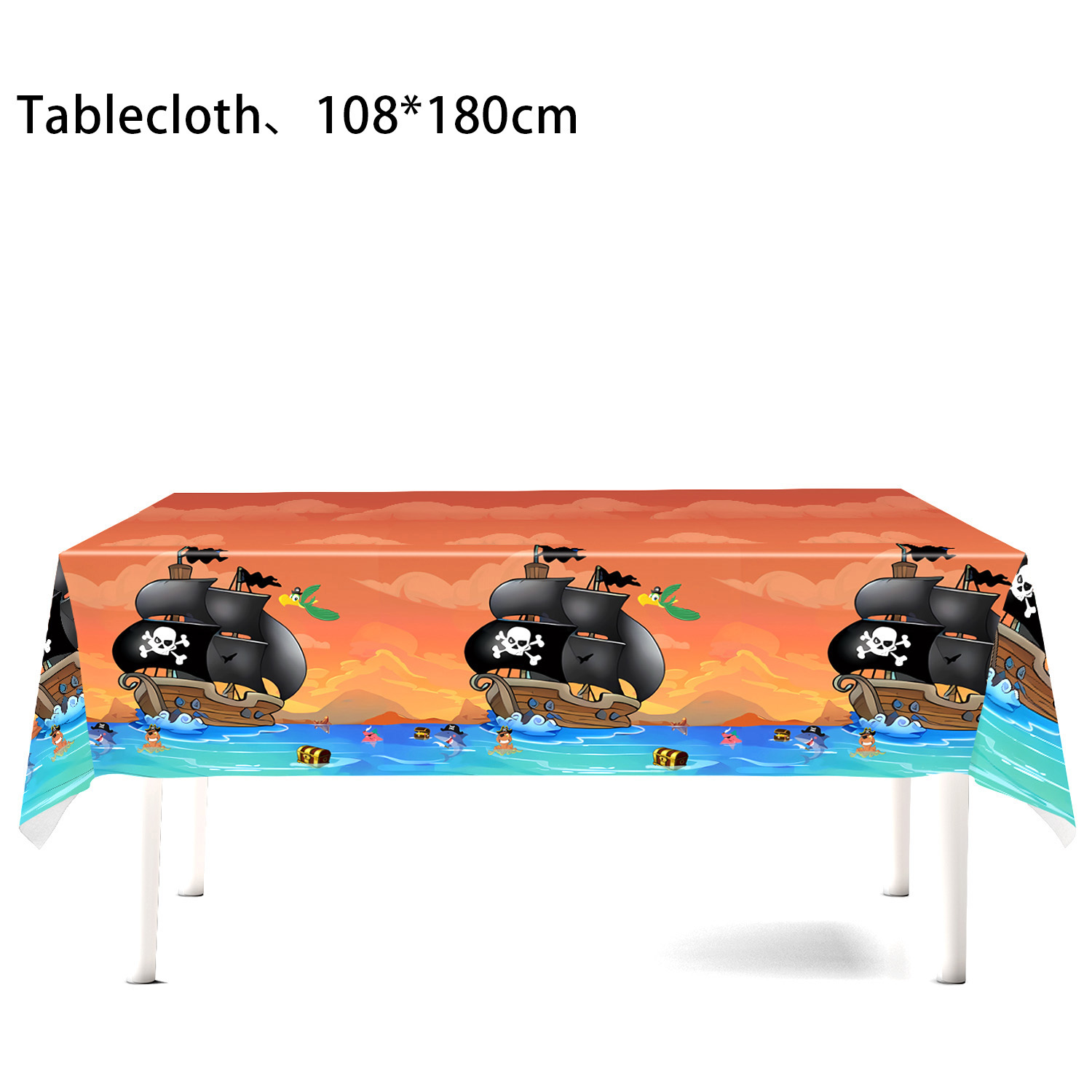 Mantel de pirata, mantel con mapa del tesoro, cubiertas de mesa desechables de plástico, decoración de de cumpleaños con tema náutico pirata: Rosa
