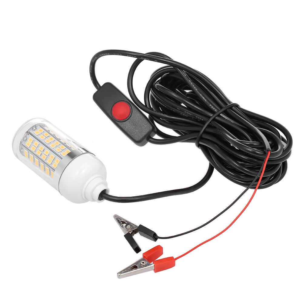 12V 15W Onderwater Vissen Trekken Licht Led Lamp Vis Finding Systeem Licht Met 30ft Netsnoer En Batterij clip